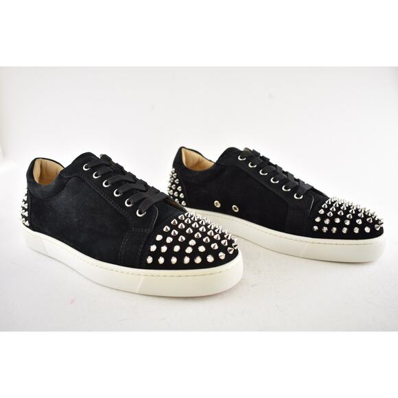 Christian Louboutin Men Seavaste 2 Flat Black Silver Spike Low Top Sneaker 44 11 - Picture 3 of 12